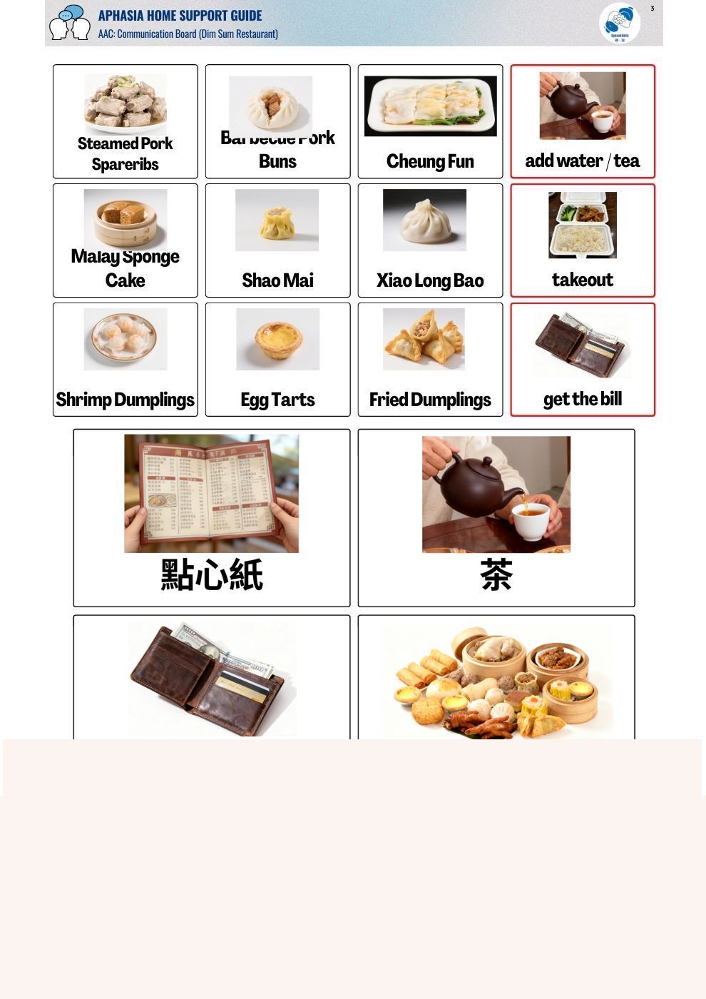 溝通工具：溝通板【酒樓篇】