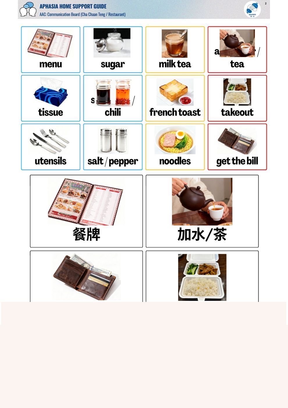 溝通工具：溝通板【茶餐廳篇】